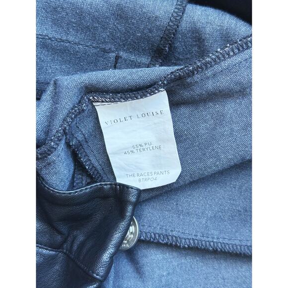 Violet Louise Faux Black Leather Flare Pants Medium Goth Punk Edgy Classic Fall - Picture 5 of 5